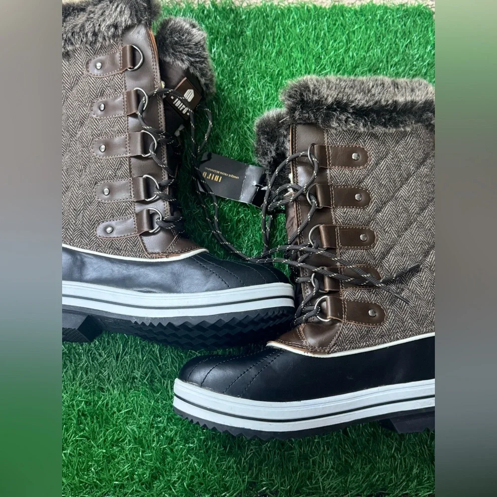 IDIFU Women's Warm Winter Snow Boots Waterproof‎ Anti-Slip Faux Fur Outdoor SZ 8